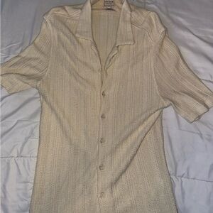 Guess Beige Knit Button-Up Shirt